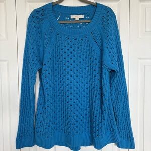 LOFT Plus Blue Pointelle Knit Sweater Size 24/26